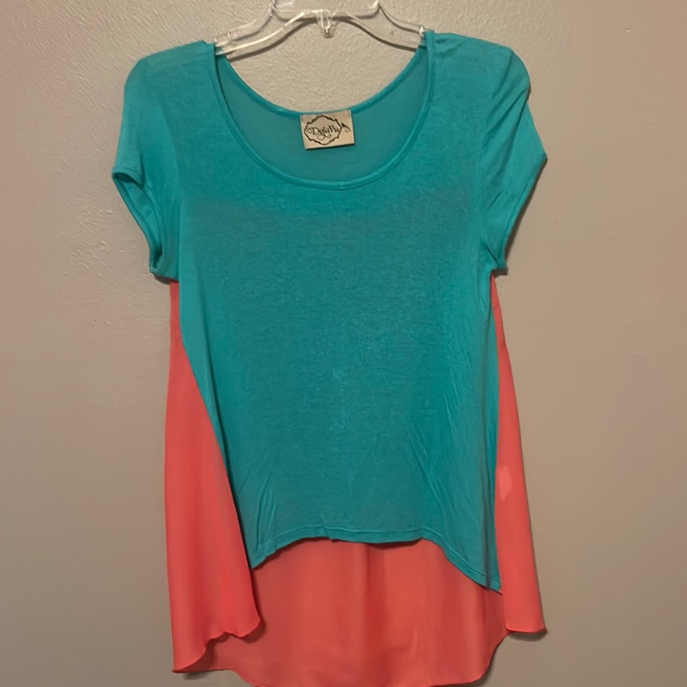 Unique and fun DejaVu mixed media top